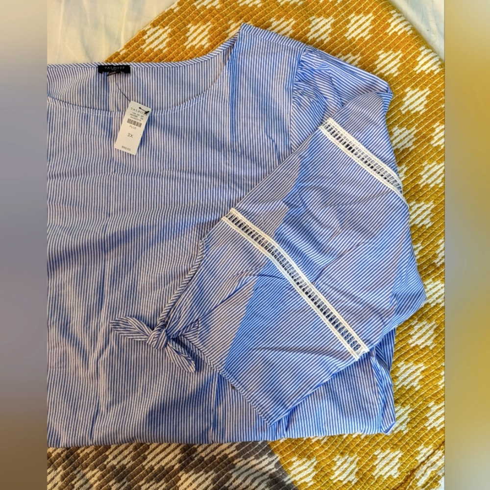 NWT Blue and White Striped Blouse 3X